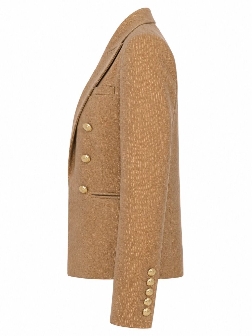NWT L'AGENCE BROOKE CROPPED BLAZER IN METALLIC GOLD & LATTE BROWN - Picture 3 of 6
